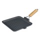Poêle grill en fonte avec poignée en bois pliable, 28x28 cm | Poêle grill en fonte avec poignée en bois pliable, 28x28 cm | | |