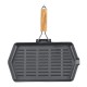 Poêle grill en fonte avec poignée en bois pliable, 35x21 cm | Poêle grill en fonte Poêle grill en fonte avec poignée en bois pliable, 35x21 cm | Poêle grill en fonte | Poêle en fonte |