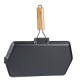 Poêle grill en fonte avec poignée en bois pliable, 35x21 cm | Poêle grill en fonte Poêle grill en fonte avec poignée en bois pliable, 35x21 cm | Poêle grill en fonte | Poêle en fonte |