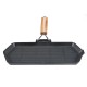 Poêle grill en fonte avec poignée en bois pliable, 35x21 cm | Poêle grill en fonte Poêle grill en fonte avec poignée en bois pliable, 35x21 cm | Poêle grill en fonte | Poêle en fonte |