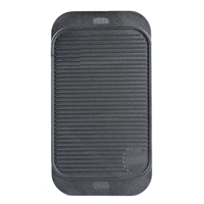 Plaque de gril en fonte double face, 48x26 cm - Plaque en fonte