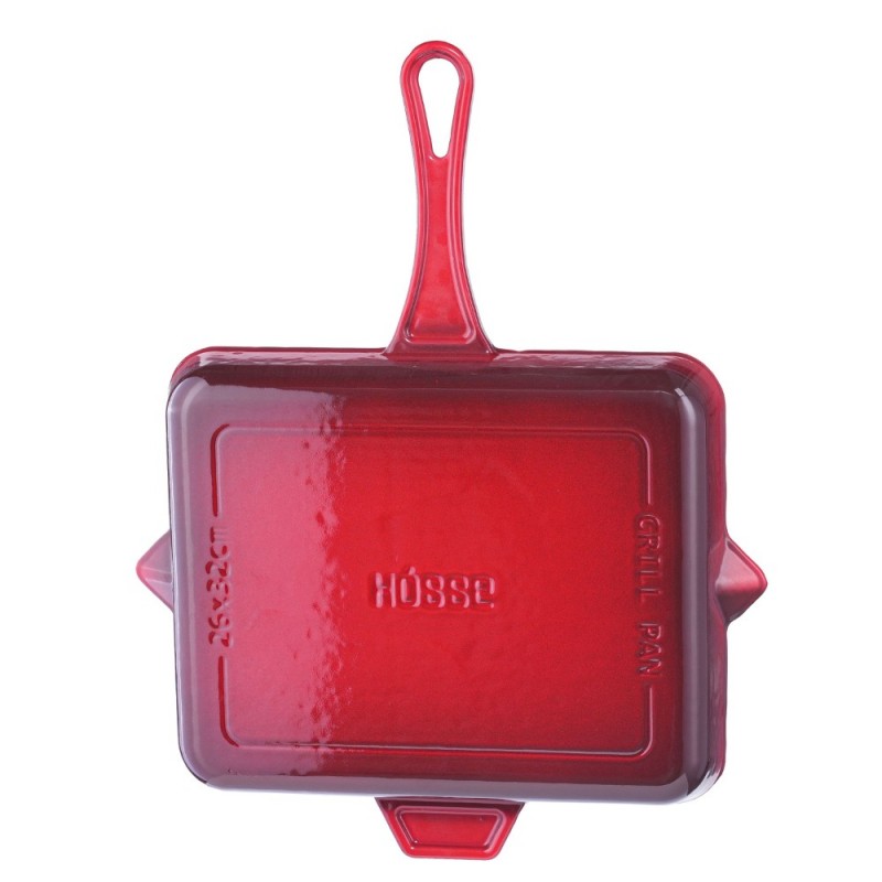 Poêle grill en fonte émaillée Hosse, Rubin, 26x32cm | Poêle grill en fonte Poêle grill en fonte émaillée Hosse, Rubin, 26x32cm | Poêle grill en fonte | Poêle en fonte |